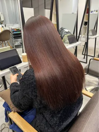 ロング パーマ 🍒モテ暖色カラー × うる艶✧ ゆなのヘアスタイル