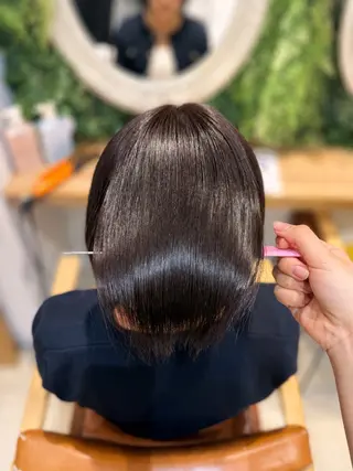 ミディアム カラー 髪質改善🫧艶カラー ✨縮毛矯正🎀しゅりのヘアスタイル