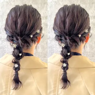 ロング ヘアアレンジ ヘアメ🎀ハイトーン 🩵エクステ🪄しほのヘアスタイル