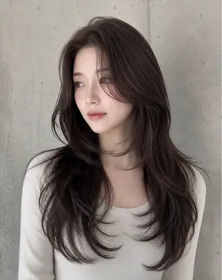 セミロング カラー ヘアアレンジ 🌫️大人韓国ヘア 🌫️naoyaのヘアスタイル