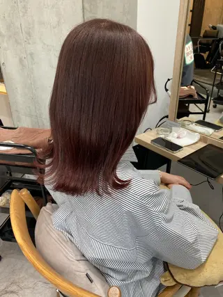 ミディアム ✨色持ちの良い艶 カラー✨蟹江真世のヘアスタイル