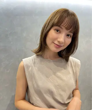 ミディアム カラー 髪質改善/ブリーチ なし🤎柔ベージュのヘアスタイル