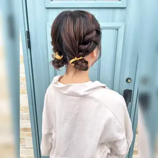ミディアム ヘアアレンジ お子様と美容室🧸 HidamaRi絢菜のヘアスタイル