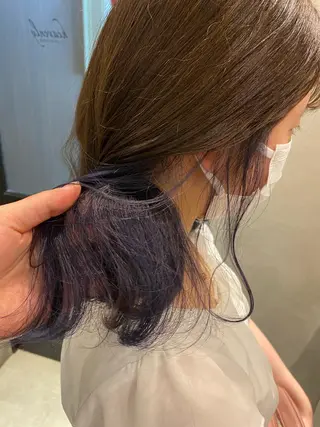 ミディアム 新宿/顔周りカット +レイヤー＝しずく♩のヘアスタイル