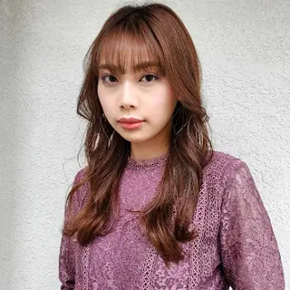 カラー ロング 韓国風レイヤーカット 上手く丁寧早い/マツのヘアスタイル