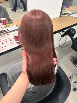 ロング カラー 💗愛され暖色💗 ピンク/レッド💗のヘアスタイル