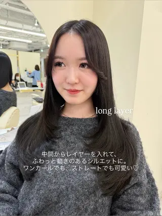 ロング レイヤーカット/髪質 改善/momo🎀のヘアスタイル