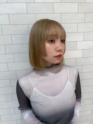 ミディアム ボブ・暖色カラー🌟 渡辺瑚十音のヘアスタイル