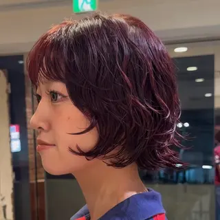 ショート カラー パーマ デジタルパーマ🌀レ イヤー🍃かんたまるのヘアスタイル