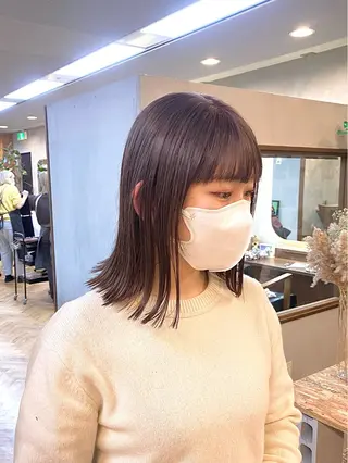 ミディアム カラー ヘアアレンジ ハル🌸柔色/ ブリーチなし/艶髪のヘアスタイル