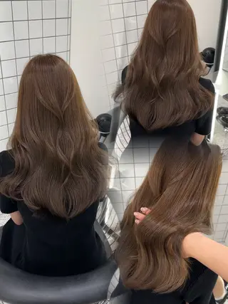 ロング カラー ブリーチなしヘーゼル 🤎透明感カラー 唯のヘアスタイル