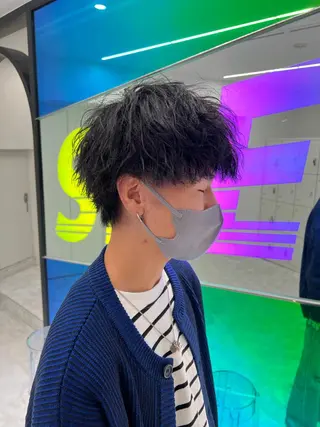 ショート カラー パーマ メンズ ダブルカラー｜ なおき｜池袋美容師のヘアスタイル