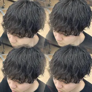 ミディアム メンズ 焼津メンズパーマ特化 大石雄生のヘアスタイル