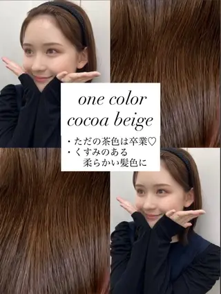 セミロング カラー 🤎韓国ヘア ベージュ まゆか🤎のヘアスタイル