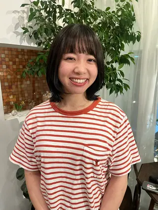 ミディアム カラー 柴田 さくら/パーマモデルのヘアスタイル