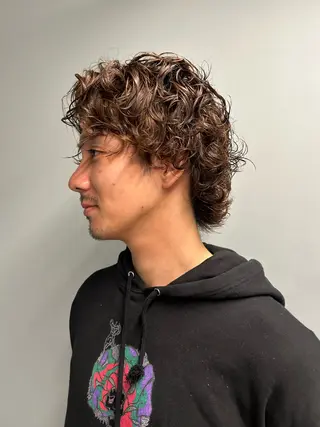 ミディアム カラー パーマ メンズ メンズパーマ本町/ 心斎橋ナカムラヒロトのヘアスタイル
