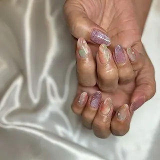 ミディアム カラー パーマ ヘアアレンジ メンズ キッズ ネイル マツエク・マツパ el. by Aoのネイルデザイン