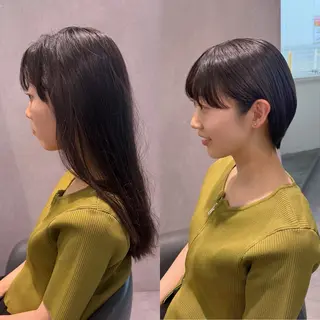 ショート パーマ ショートのための 曲がる縮毛矯正のヘアスタイル