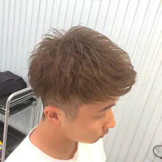 ショート カラー パーマ メンズ ベージュグレージュ 💕しゅーじ💕のヘアスタイル