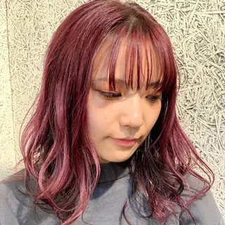ミディアム カラー 藤田 衣子のヘアスタイル