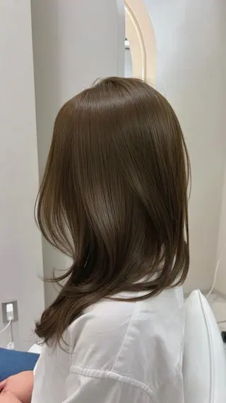 ロング カラー パーマ TOMO/ブリーチ 無しオリーブのヘアスタイル