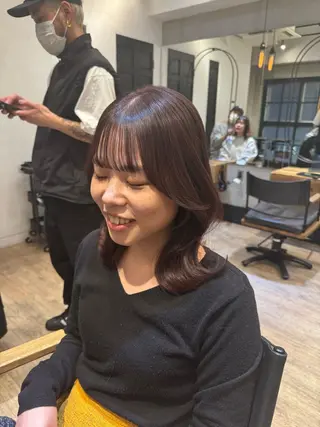 セミロング 新宿/顔周りカット +レイヤー=しずく♩のヘアスタイル