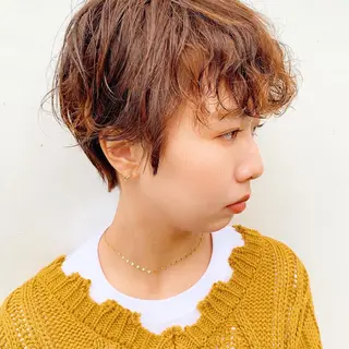 ショート カラー パーマ 中川 竜誠のヘアスタイル