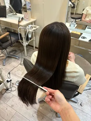 ロング パーマ 艶髪/縮毛矯正/ レイヤー/栄/あやかのヘアスタイル