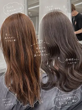 ロング カラー ブリーチ縮毛矯正飛我 韓国ヘア🫧のヘアスタイル
