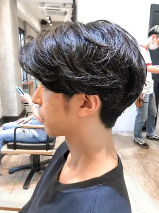 ミディアム メンズ パーマ メンズ特化 TAKE高崎のヘアスタイル