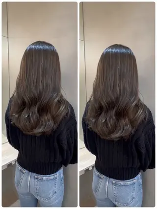 ミディアム カラー 髪質改善縮毛矯正 ボブレイヤーRINAのヘアスタイル