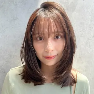 ミディアム カラー 山崎/ボブ縮毛矯正 レイヤー髪質改善のヘアスタイル