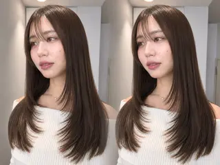 ロング レイヤー/顔まわりカ ット/ハッシュカットのヘアスタイル