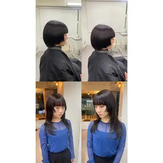 ミディアム カラー レイヤーウルフ エクステ磯部のヘアスタイル