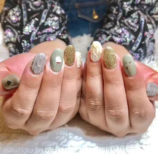 ミディアム カラー パーマ ヘアアレンジ マツエク・マツパ el. by Aoのネイルデザイン