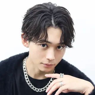 ミディアム カラー パーマ メンズ ハイトーン/メンズマ ッシュ/KYOHEIのヘアスタイル