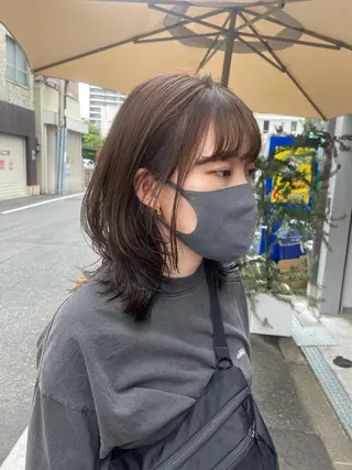ミディアム カラー やまさきえりこ ニュアンスパーマのヘアスタイル