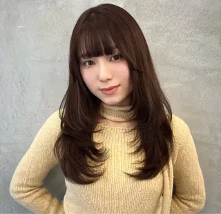 ロング カラー レイヤーカット/地毛 風ストレート みかのヘアスタイル