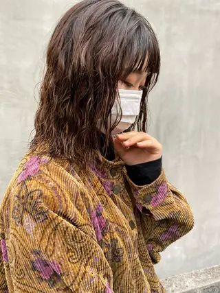 ミディアム パーマ ショート& パーマ　坂本のヘアスタイル