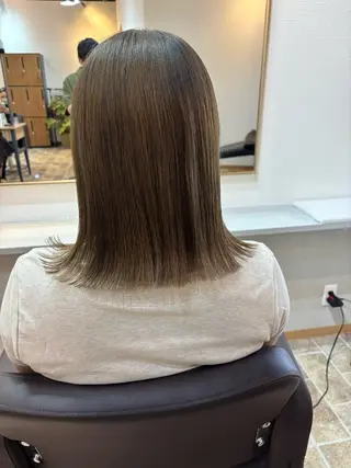 ミディアム カラー ヘアカラー&縮毛矯正 STAR☆RIVERのヘアスタイル