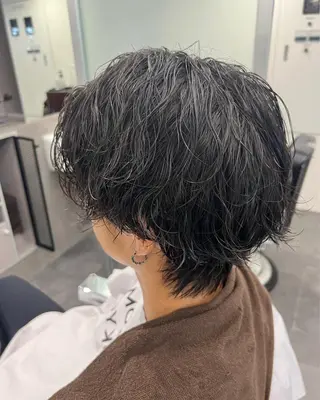 ミディアム パーマ メンズ 垢抜け・メンズパーマ 津山祐紀のヘアスタイル