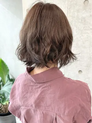 ショート パーマ ボブ/ゆるふわ ボブパーマ/とういのヘアスタイル