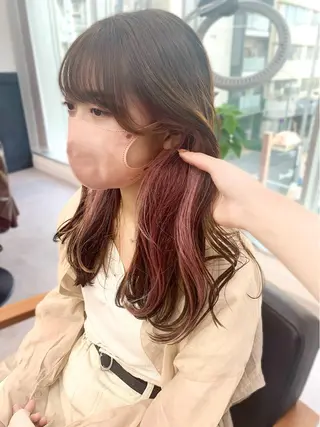 ミディアム カラー パーマ ヘアアレンジ メンズ キッズ ネイル マツエク・マツパ アイブロウ 似合せレイヤー/ 柔らか透明感カラーのヘアスタイル