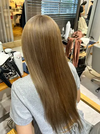 ロング カラー 栄/海外風カラー/ ナチュラル縮毛のヘアスタイル