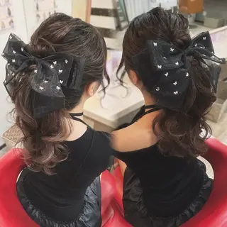 ロング ヘアアレンジ ⟡.·Fuka/ ヘアメ🎀暖色カラーのヘアスタイル
