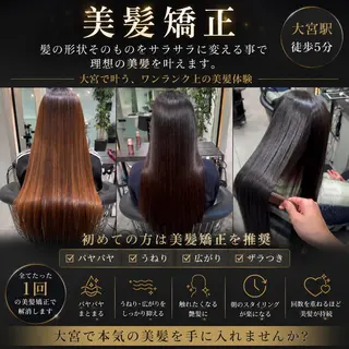 ロング レイヤー縮毛矯正 カラー/虎白のヘアスタイル