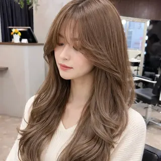 ロング カラー 髪質改善カラー韓国風 レイヤーtudaのヘアスタイル