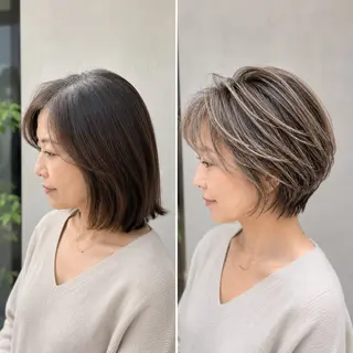 ショート カラー 白髪ぼかしのプロ ✨たいきのヘアスタイル