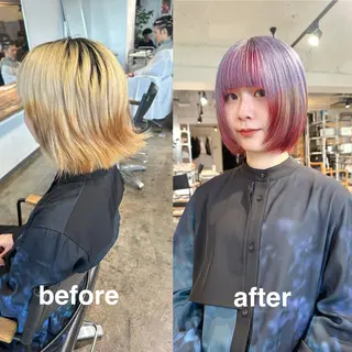 ミディアム カラー ✨艶ブリーチカラー ✨四ノ宮裕己のヘアスタイル