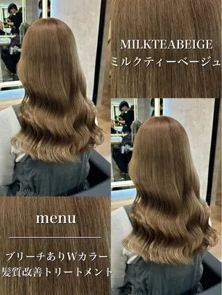 ロング カラー パーマ ヘアアレンジ 透明感ブリーチカラー 🌈TOMOHIROのヘアスタイル